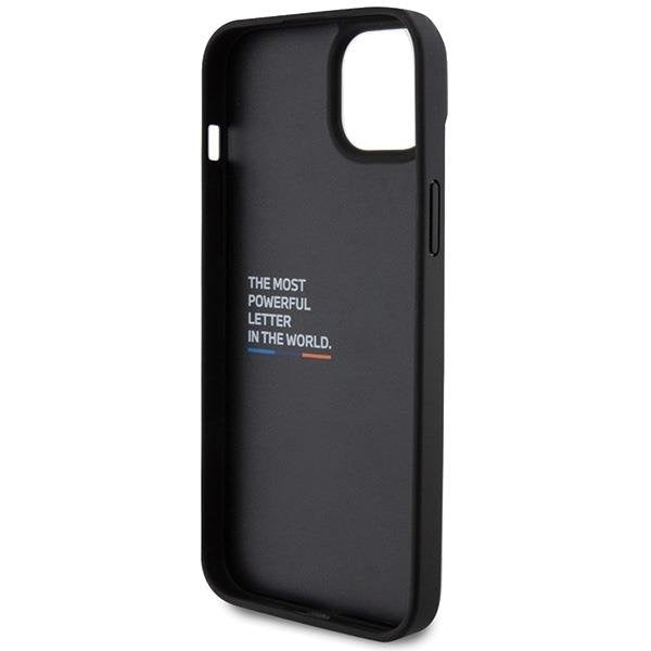 Кейс BMW Leather Carbon за iPhone 15 Plus черен