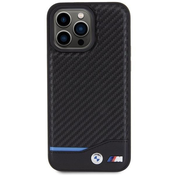 Кейс BMW Leather Carbon за iPhone 15 Pro Max черен