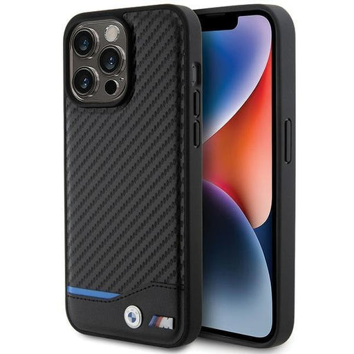 Кейс BMW Leather Carbon за iPhone 15 Pro Max черен