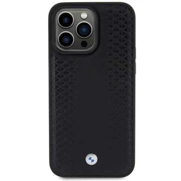 Кейс BMW Leather Diamond Pattern за iPhone 15 Pro Max черен