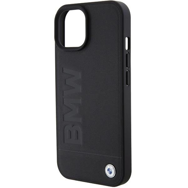 Кейс BMW Leather Hot Stamp за iPhone 15 черен