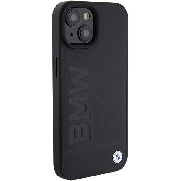 Кейс BMW Leather Hot Stamp за iPhone 15 черен