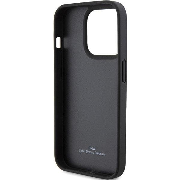 Кейс BMW Leather Hot Stamp за iPhone 15 Pro черен