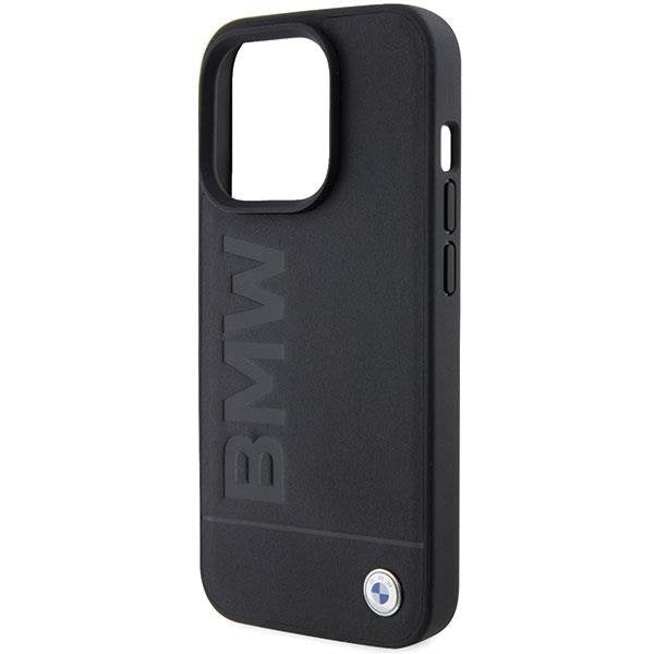 Кейс BMW Leather Hot Stamp за iPhone 15 Pro черен