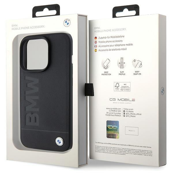 Кейс BMW Leather Hot Stamp за iPhone 15 Pro Max черен