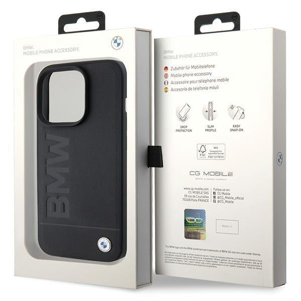 Кейс BMW Leather Hot Stamp за iPhone 15 Pro съвместим