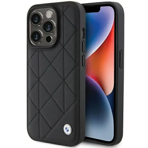 Кейс BMW Leather Quilted за iPhone 15 Pro черен