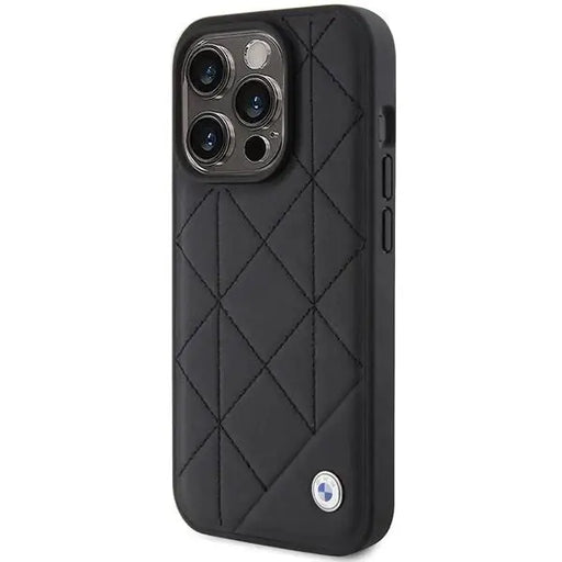 Кейс BMW Leather Quilted за iPhone 15 Pro Max черен
