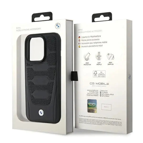 Кейс BMW Leather Seats Pattern за iPhone 15 Pro черен