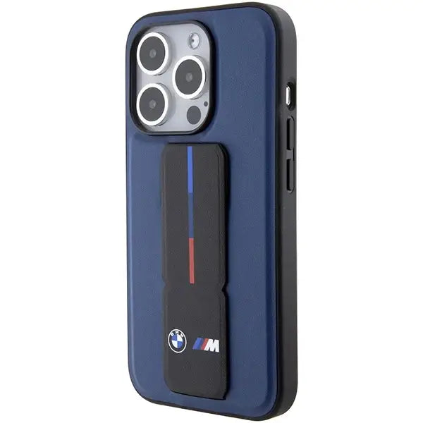 Кейс BMW M Grip Stand Bicolor за iPhone 15 Pro тъмносин