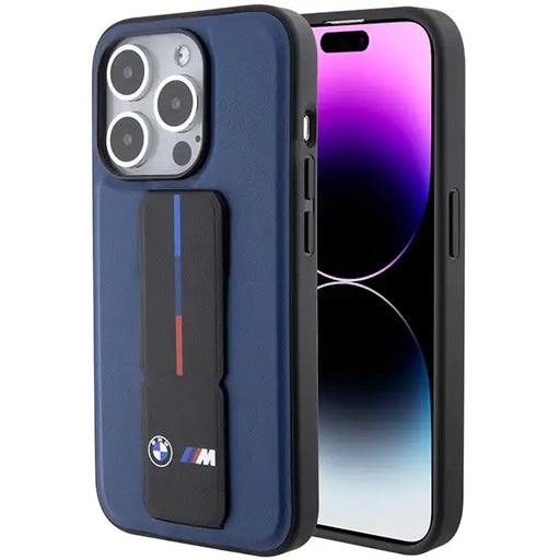 Кейс BMW M Grip Stand Bicolor за iPhone 15 Pro тъмносин