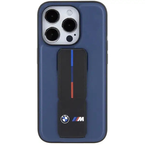 Кейс BMW M Grip Stand Bicolor за iPhone 15 Pro тъмносин