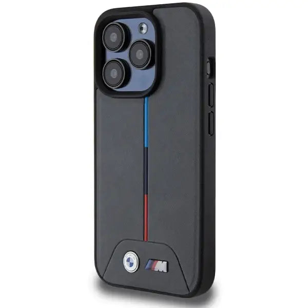 Кейс BMW M Quilted Tricolor MagSafe за iPhone 15 Pro сив