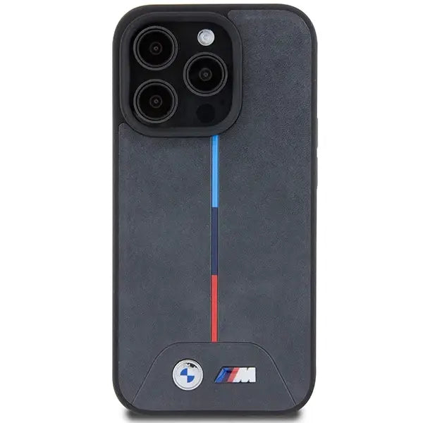 Кейс BMW M Quilted Tricolor MagSafe за iPhone 15 Pro сив