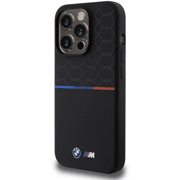 Кейс BMW M Silicone Pattern MagSafe за iPhone 15 Pro черен