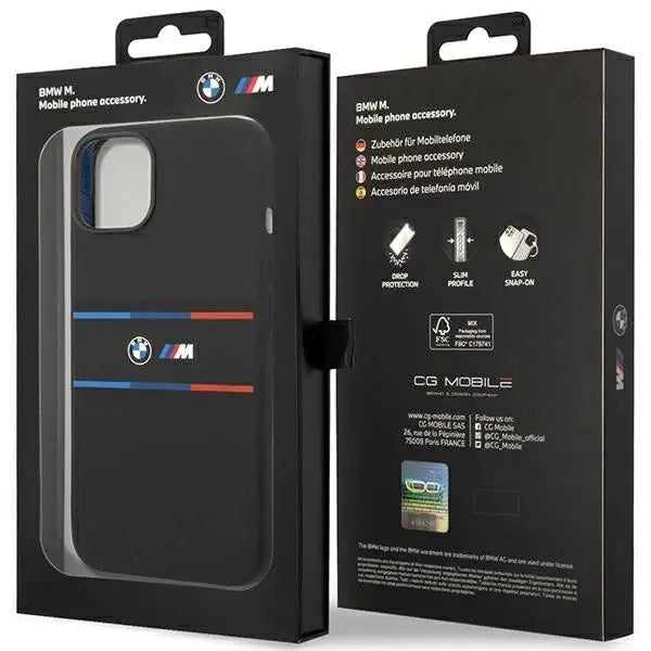 Кейс BMW M Silicone Tricolor Lines за iPhone 15 / 14