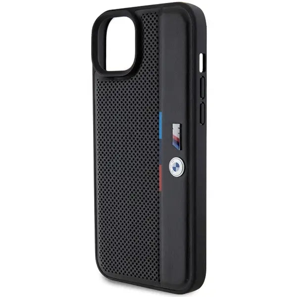 Кейс BMW Perforated Tricolor Line за iPhone 15 / 14 13 черен