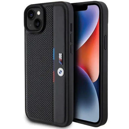 Кейс BMW Perforated Tricolor Line за iPhone 15 / 14 13 черен