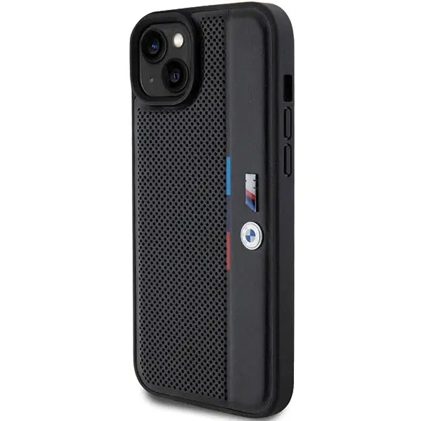 Кейс BMW Perforated Tricolor Line за iPhone 15 / 14 13 черен