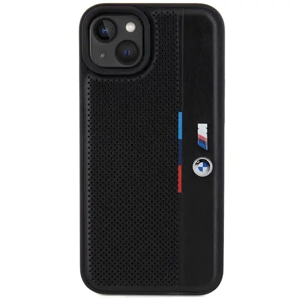 Кейс BMW Perforated Tricolor Line за iPhone 15 / 14 13 черен