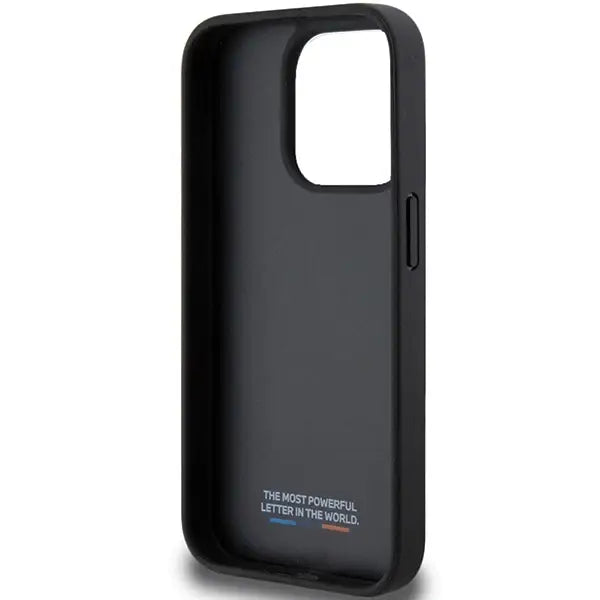 Кейс BMW Perforated Tricolor Line за iPhone 15 Pro черен