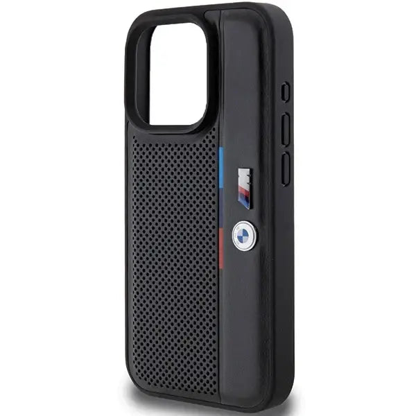 Кейс BMW Perforated Tricolor Line за iPhone 15 Pro Max черен