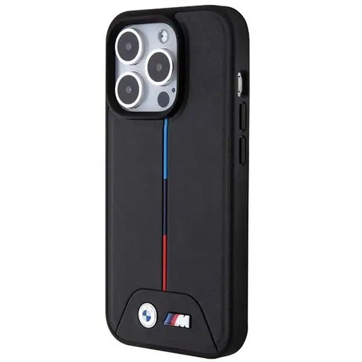 Кейс BMW Quilted Tricolor MagSafe за iPhone 15 Pro черен