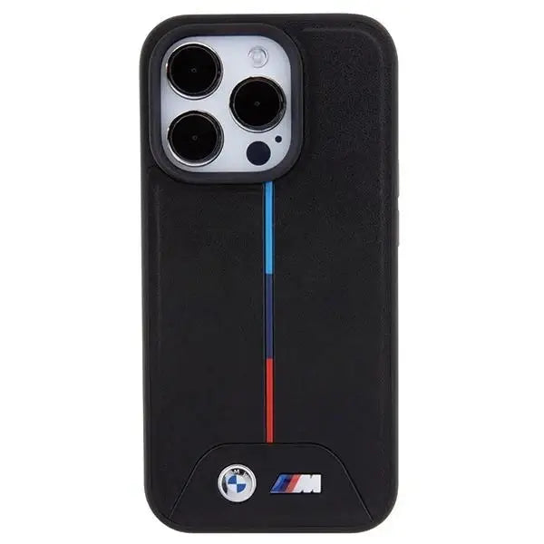Кейс BMW Quilted Tricolor MagSafe за iPhone 15 Pro черен