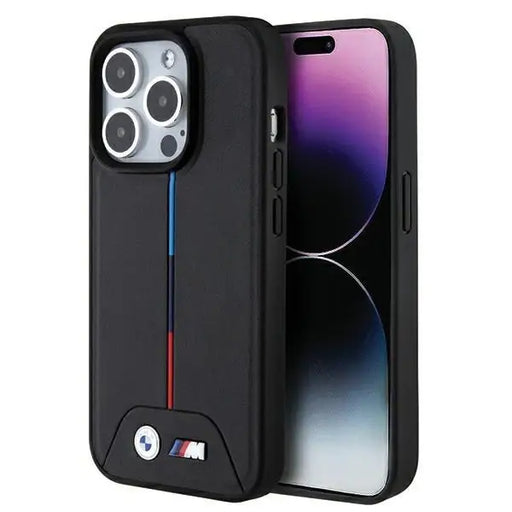 Кейс BMW Quilted Tricolor MagSafe за iPhone 15 Pro Max черен