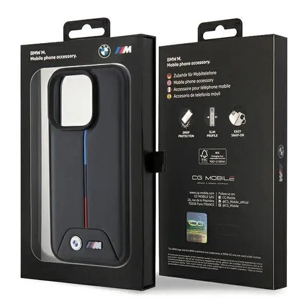 Кейс BMW Quilted Tricolor за iPhone 15 Pro Max черен