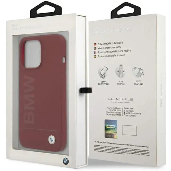 Кейс BMW Silicone Big Logo MagSafe за iPhone 15 Pro червен