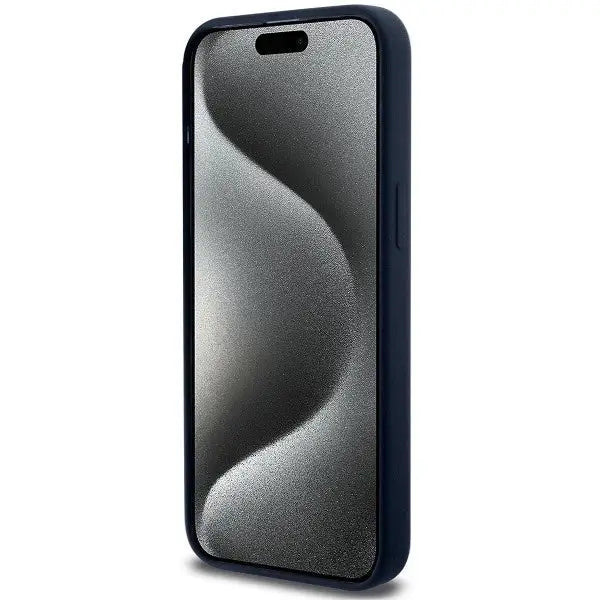 Кейс BMW Silicone Metal Logo за iPhone 15 Pro Max тъмносин