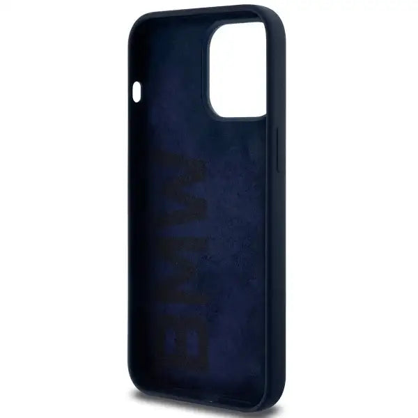 Кейс BMW Silicone Metal Logo за iPhone 15 Pro Max тъмносин