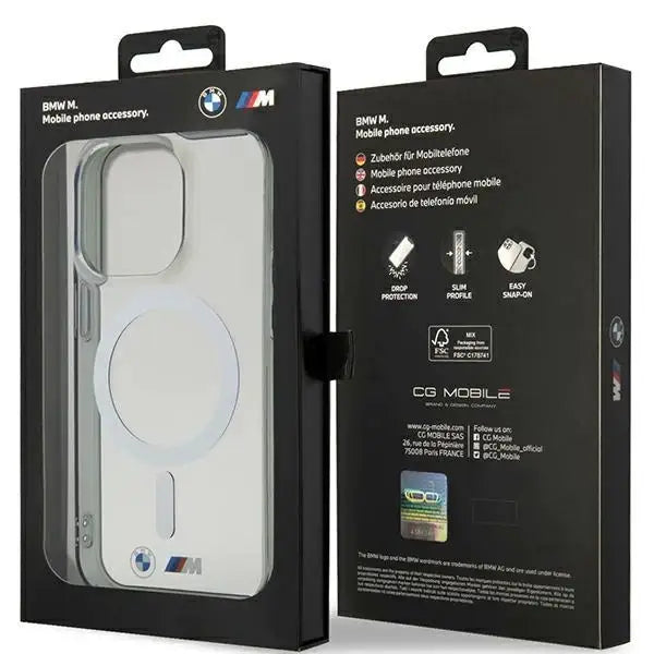 Кейс BMW Silver Ring MagSafe за iPhone 15 Pro Max прозрачен