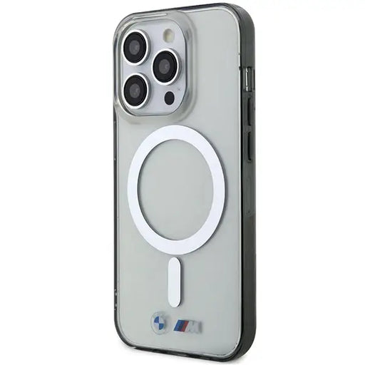 Кейс BMW Silver Ring MagSafe за iPhone 15 Pro прозрачен