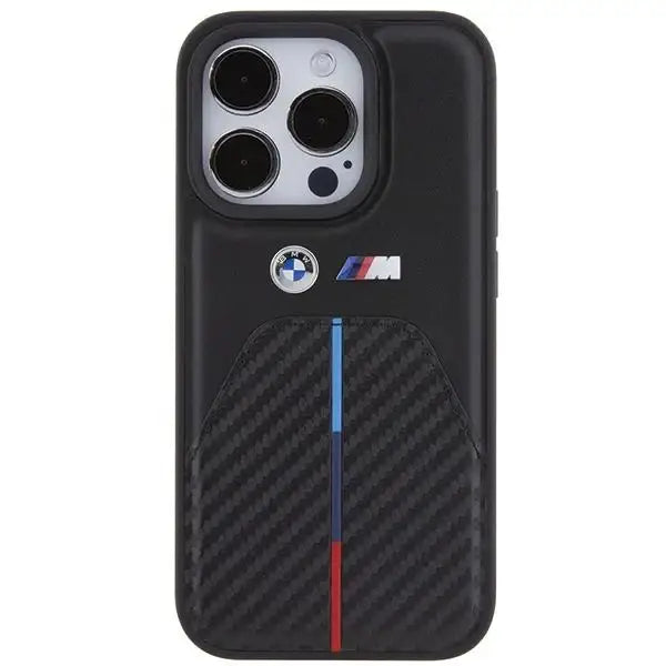 Кейс BMW Stamped Tricolor Stripe за iPhone 15 Pro черен