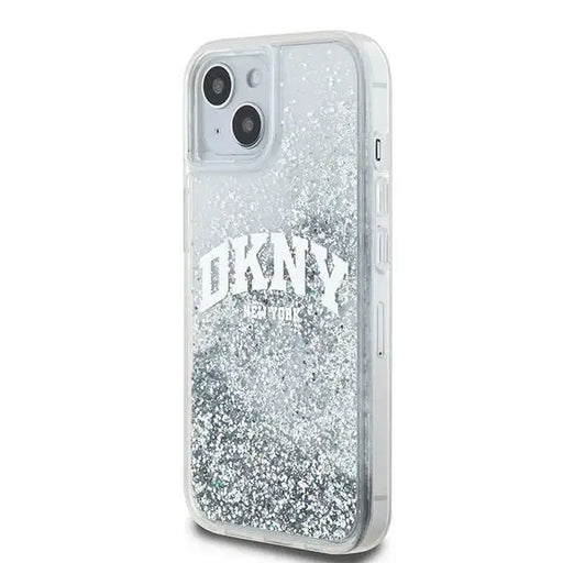 Кейс DKNY Liquid Glitter Big Logo за iPhone 15 / 14 / 13 бял