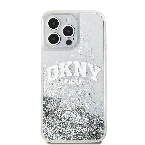 Кейс DKNY Liquid Glitter Big Logo за iPhone 15 Pro бял