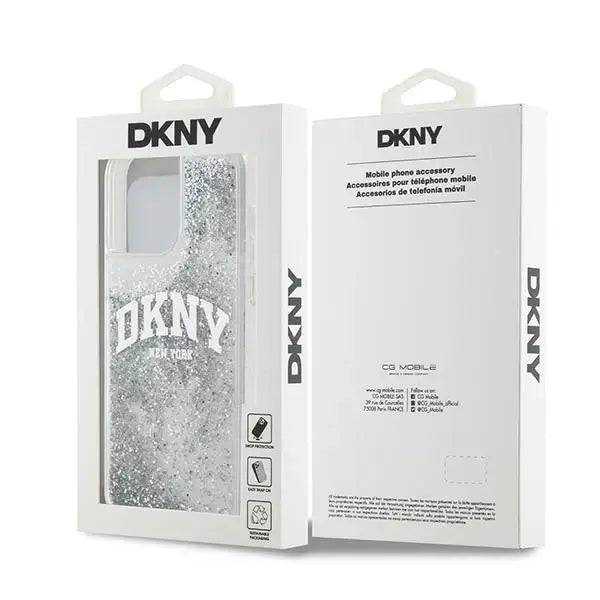 Кейс DKNY Liquid Glitter Big Logo за iPhone 15 Pro бял