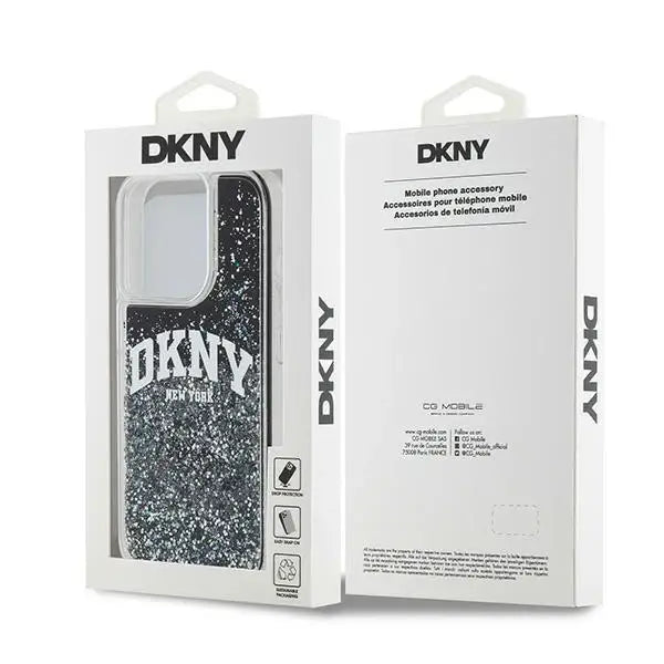 Кейс DKNY Liquid Glitter Big Logo за iPhone 15 Pro черен