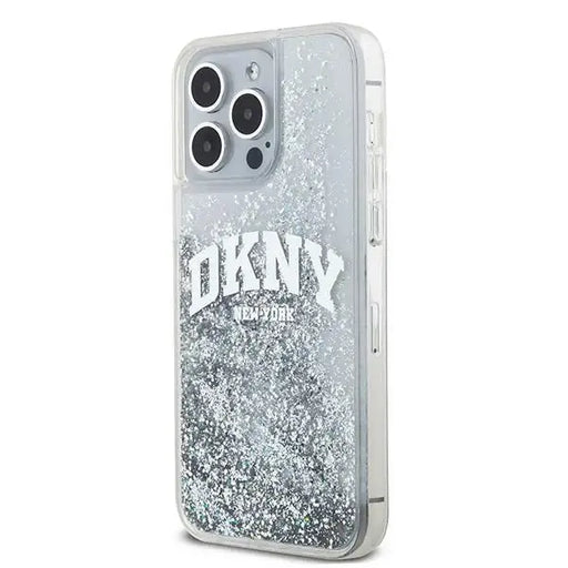 Кейс DKNY Liquid Glitter Big Logo за iPhone 15 Pro Max бял