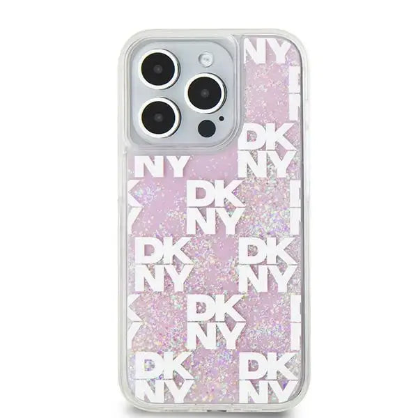 Кейс DKNY Liquid Glitter Multilogo за iPhone 15 Pro розов