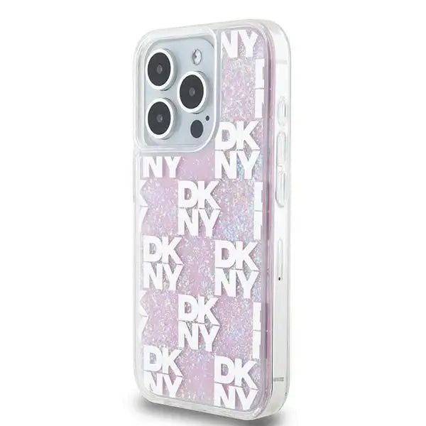 Кейс DKNY Liquid Glitter Multilogo за iPhone 15 Pro розов