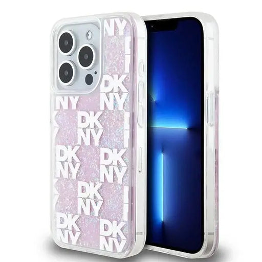 Кейс DKNY Liquid Glitter Multilogo за iPhone 15 Pro розов