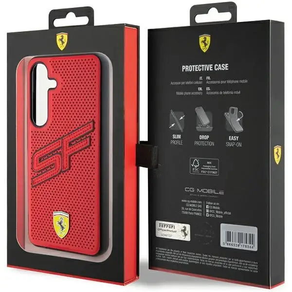 Кейс Ferrari Big SF Perforated за Samsung Galaxy S24 червен