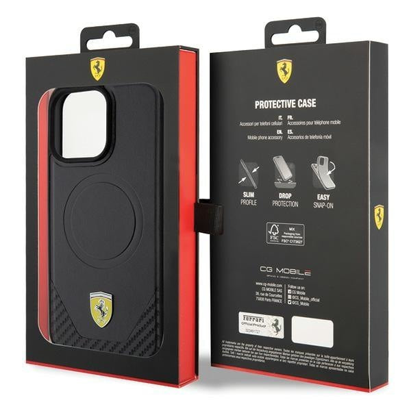 Кейс Ferrari Carbon Metal Logo за iPhone 15 Pro Max