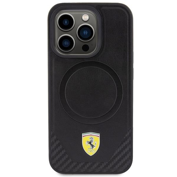 Кейс Ferrari Carbon Metal Logo за iPhone 15 Pro съвместим