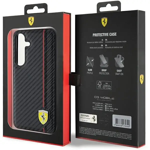 Кейс Ferrari Carbon Printed Line за Samsung Galaxy S24 черен