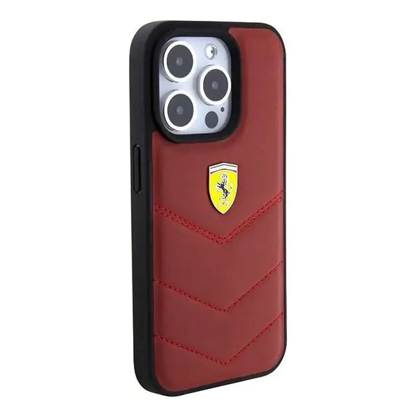Кейс Ferrari Leather Stitched Lines за iPhone 15 Pro червен