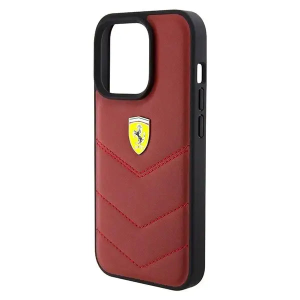 Кейс Ferrari Leather Stitched Lines за iPhone 15 Pro червен